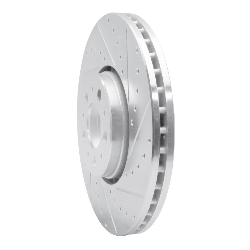 Volvo XC90 Brake Rotor (1) - Front Right - R1 Concepts - Drilled & Slotted - Silver - `03-`14